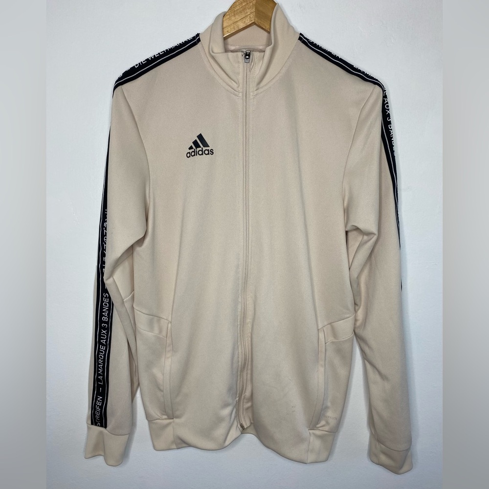 Adidas The Brand With The 3 Stripes Cream Track Zip Up Jacket Size Small